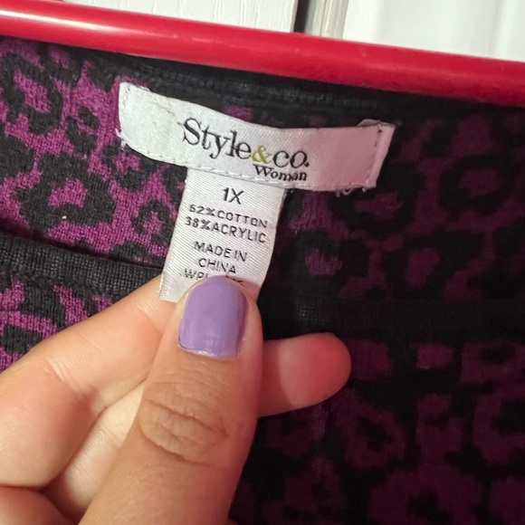 Women's Black and Pink Leopard Print Top - Picture 2 of 2